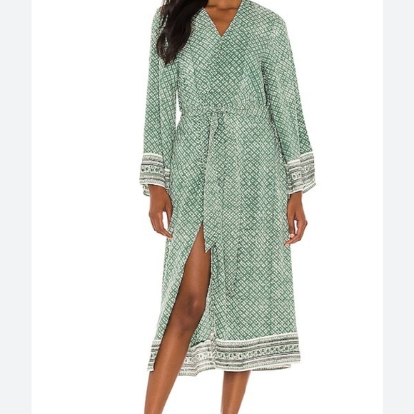 Cleobella Dresses & Skirts - Cleobella Green Patterned Wrap Dress Size M